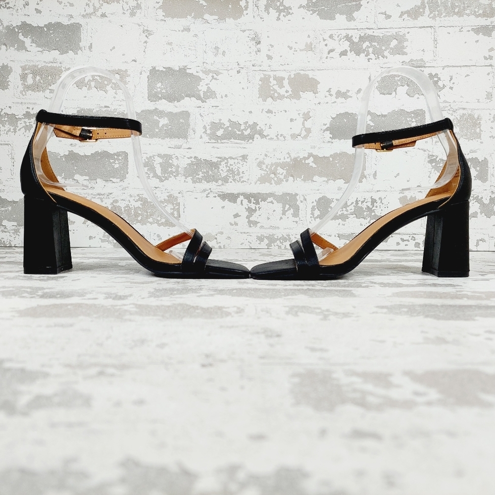 NEW Nordstrom Ellie Double Strap Heeled Sandals In Black I178 - Picture 7 of 14